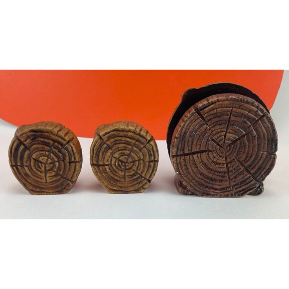 Vintage 70s salt & pepper shakers, Florida souvenirs, ceramic log shaped - Picture 6 of 10